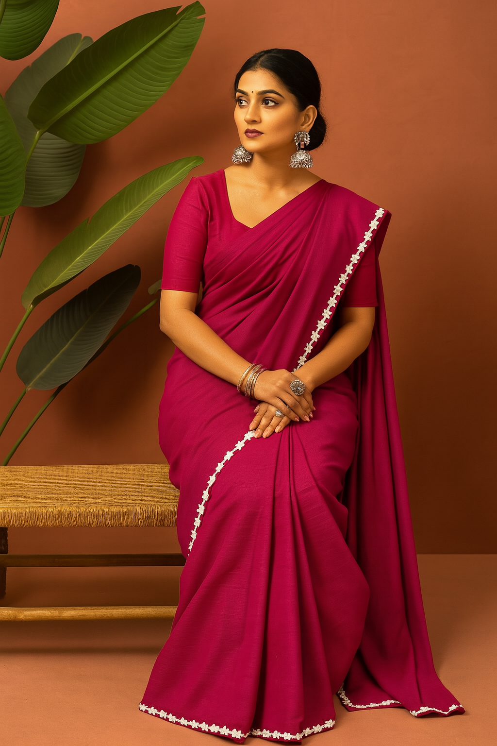 Nayan Tara Lace Border CK Khadi Saree with Blouse Piece